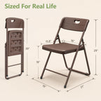 Folding Chairs 4 Pack, Outdoor Folding Chairs for Outside Indoor, Portable 450 lbs Capacity Heavy Duty Plastic Metal Foldable Chairs Commercial Seating for Picnic, Party, Patio, Brown