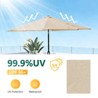 WLLJOY 9FT Outdoor Patio Umbrella Table Market Umbrella with Push Button Tilt/Crank, UV Protection Waterproof Suitable for Garden, Deck, Khaki