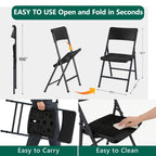 HaiNova 4 Pack Black Folding Heavy Duty Chair with Reinfoced Steel Frame, 400 LB Load Bearing for Indoor/Outdoor, Wedding, Party, Restaurant, Patio