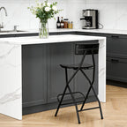 HaiNova Black Folding Bar Stool with Backrest, Blow-molded/Metal Frame, Durable and Sturdy Folding Chair for Indoor/Outdoor Kitchen Shop Cafe