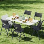 Folding Chairs 4 Pack, Outdoor Portable Foldable Chair with Steel Frame, 500lbs Capacity Heavy Duty Metal White Plastic Folding Chairs for Patio, Picnic, Kitchen, Dining