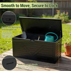 HaiNova 260 Gallon Outdoor Storage Box, Large Resin Deck Boxes Outdoor Waterproof, Deck Storage Box for Patio Furniture Outdoor Cushions, Throw Pillows, Garden Tools and Pool Floats, Black