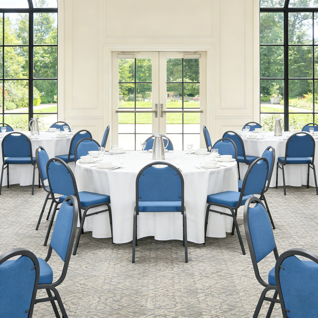 HaiNova Dome Back Stack Chair 4 Pack, with Black Vinyl Seat and Back, 500-lb Weight Capacity, Black Steel Frame, for Banquets, Weddings, Black
