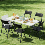 Folding Chair 4 Pack, Portable Heavy Duty Foldable Chair Plastic Seat with Steel Frame for Indoor and Outdoor, Dinning, Party, Wedding, Office, Patio, Garden, White