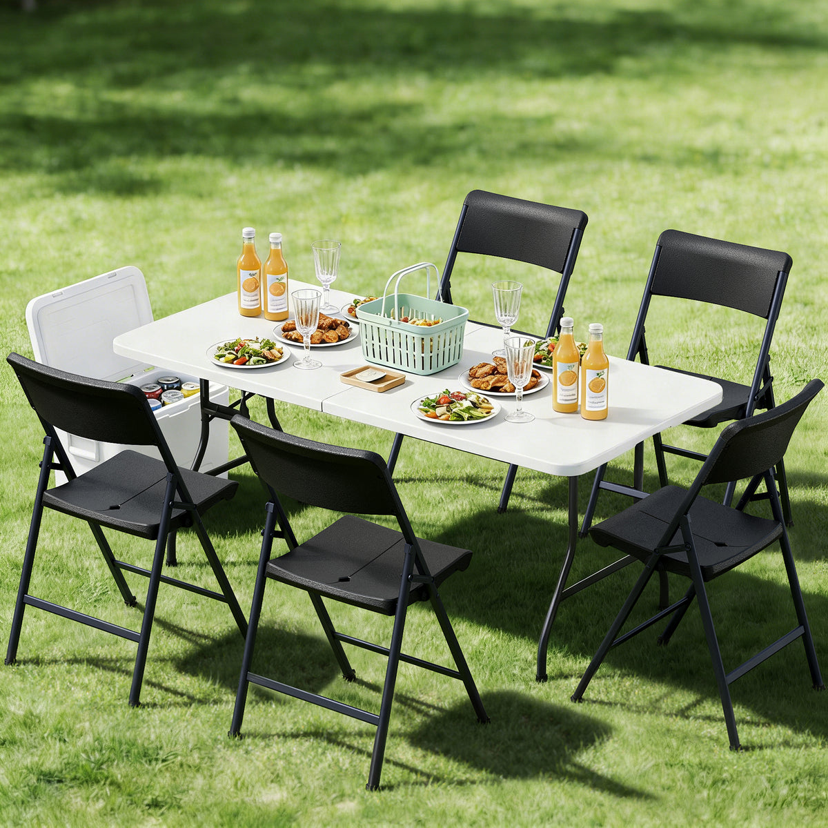 Folding Chair 4 Pack, Portable Heavy Duty Foldable Chair Plastic Seat with Steel Frame for Indoor and Outdoor, Dinning, Party, Wedding, Office, Patio, Garden, White