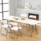 HaiNova 8FT Folding Table, Portable Heavy Duty Camping Table with Carrying Handle, Anti-fouling and Sun-Proof Suitable for Meetings, Parties, Camping and Weddings, White