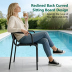 HaiNova Metal Stackable Dining Chairs with Armrest 4 Pack, Black Outdoor Heavy-Duty Chair, 300 lbs Max - All Weather for Indoor/Outdoor