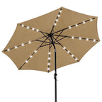 HaiNova 9ft Solar Patio Umbrella, Tilt Adjustment LED Outdoor Umbrella with 8 Reinforced Ribs for Garden, Backyard, Pool, Khaki