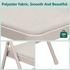 HaiNova Fabric Folding Chair 4 Pack, with Fabric Padded Cushion & Back, Metal Frame, Easy to Use and Store for Home, Office, Party, Khaki
