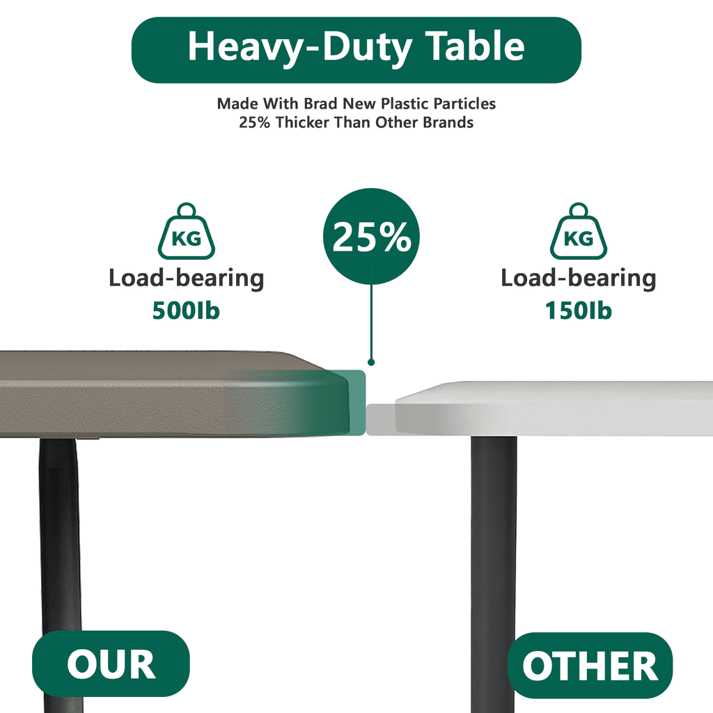 HaiNova 6ft Folding Table, Portable Camping Table with Handle, Durable and Anti-fouling Picnic Table Suitable for Party, Camping and Picnic, Khaki