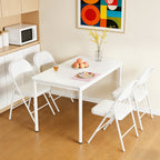 HaiNova 6 Pack Folding Chairs with Comfortable Cushion, Leather Padded Cushion Chair with Stainless Steel Frame for Home and Office, Gatherings, White