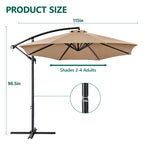 HaiNova 10 ft Offset Patio Umbrella With Base Included ,All-Weather UV Protection Cantilever Umbrella Suitable For Garden, Backyard and Beach, Khaki