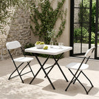 Folding Table Set with 2 Pack Folding Chairs, No Assembly Portable Event Table and Chairs Set, Heavy Duty Foldable Card Table and Chairs for Outdoor, Camping, Patio, Picnic, Dining, Indoor(White)