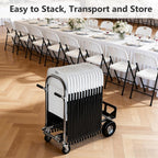 HaiNova Folding Chairs 4 Pack, Outdoor Folding Chairs for Outside Indoor, Portable 350 lbs Capacity Heavy Duty Plastic Metal Foldable Chairs Commercial Seating for Picnic, Party, Patio, Snow White