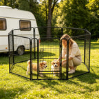 WLLJOY Dog Playpen, 32 Inch 8 Panels Heavy Duty Metal Pet Fence for Indoor/Outdoor, Large Dog Exercise Pen for RV Camping/Yard/Garden, Black