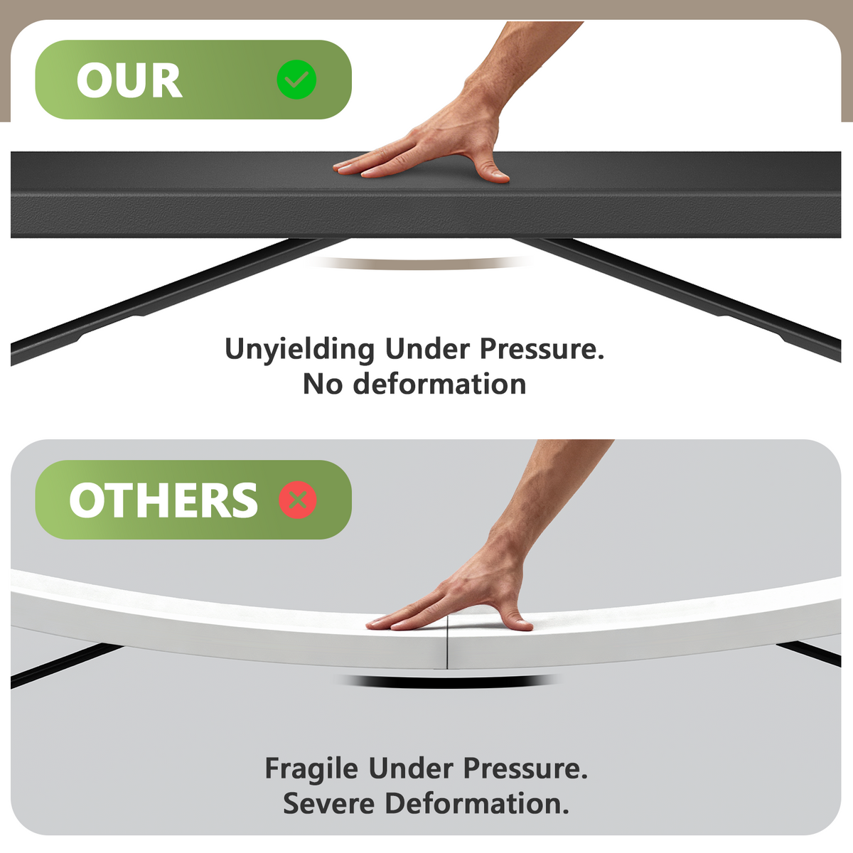 4ft Folding Table, Heavy Duty Plastic Card Table with Foldable Steel Legs, Metal Frame Support up to 400 lb, Portable for Indoor, Outdoor, Picnic, Camping, Dining, Party, White