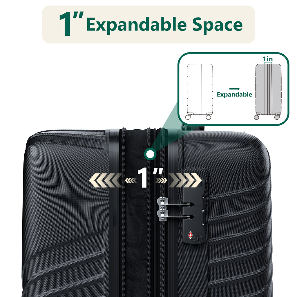 Luggage Sets 3 Piece, ABS Hardside Suitcase Set (20/24/28) with Spinner Wheels, TSA Security Lock, Airline-Approved Carry-On & Lightweight Large Checked Luggage for Business, Travel, Family Vacations