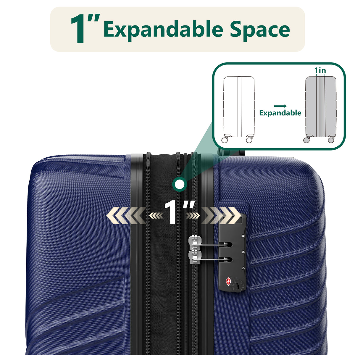 20 Inch Carry On Luggage, ABS Hardside Suitcase with Spinner Wheels, Airline-Approved Cabin Luggage with TSA Security Lock, Expandable Travel Suitcase for Flights, Business Trips & Weekend Vacations