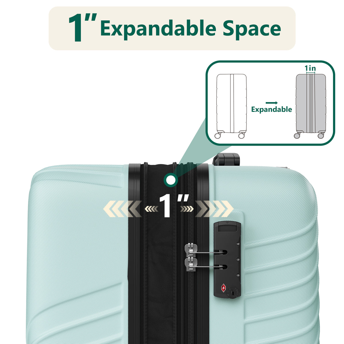 20 Inch Carry On Luggage, ABS Hardside Suitcase with Spinner Wheels, Airline-Approved Cabin Luggage with TSA Security Lock, Expandable Travel Suitcase for Flights, Business Trips & Weekend Vacations