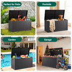 HaiNova 100 Gallon Outdoor Storage Resin Deck Box, Lockable Patio Outdoor Storage Box for Furniture, Garden Tools and Tools Storage, Waterproof, Black