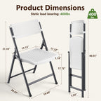 HaiNova 4 Pack Folding Chair, 350 Lb Weight Capacity, Fold chair with Breathable Seat Indoor/Outdoor for Picnic,Races, Parties & Weddings, White