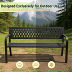 47" Outdoor Garden Bench, Patio Bench with Backrest, Weatherproof, Black