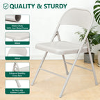 HaiNova All Iron Steel Folding Chair 4 Pack,Durable Portable,Capacity 350 lbs, Indoor/Outdoor Dual-Use Seating for Various Occasions, Khaki