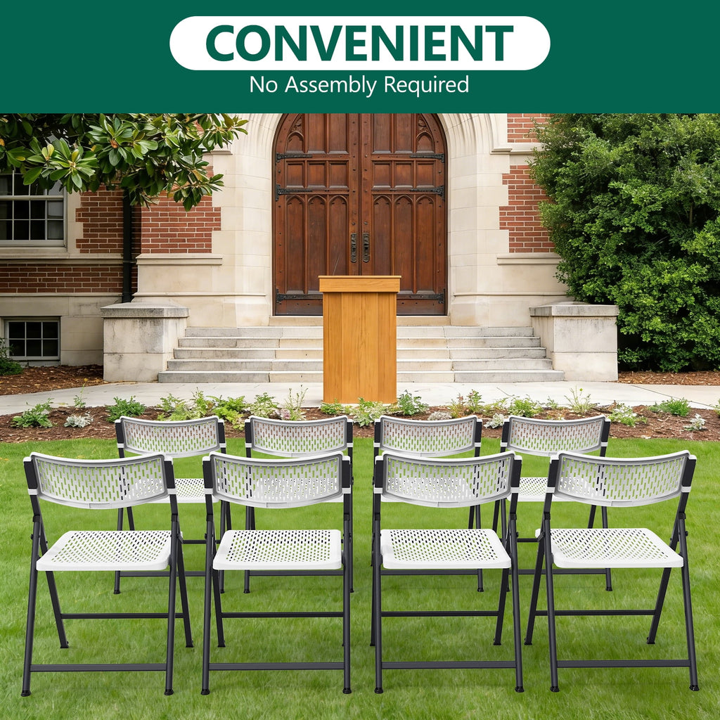HaiNova 4 Pack Folding Chair, 350 Lb Weight Capacity, Fold chair with Breathable Seat Indoor/Outdoor for Picnic,Races, Parties & Weddings, White