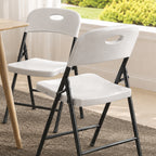 HaiNova 4PCS Black Plastic Folding Chair Set, 400-Pound Portable Waterproof and Wear-Resistant Folding Chair with Steel Frame for Picnics and Business