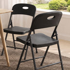 HaiNova 4PCS Black Plastic Folding Chair Set, 400-Pound Portable Waterproof and Wear-Resistant Folding Chair with Steel Frame for Picnics and Business