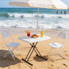 HaiNova 2 Pack Fan Back Folding Chairs, Metal Frame Indoor Outdoor Portable Stackable Seat, for Party Home Events Capacity 650 lbs, White