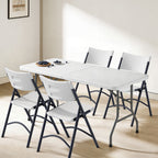 Folding Chairs 4 Pack, Outdoor Portable Foldable Chair with Steel Frame, 500lbs Capacity Heavy Duty Metal White Plastic Folding Chairs for Patio, Picnic, Kitchen, Dining