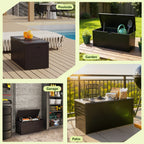 HaiNova 260 Gallon Outdoor Storage Box, Large Resin Deck Boxes Outdoor Waterproof, Deck Storage Box for Patio Furniture Outdoor Cushions, Throw Pillows, Garden Tools and Pool Floats, Black