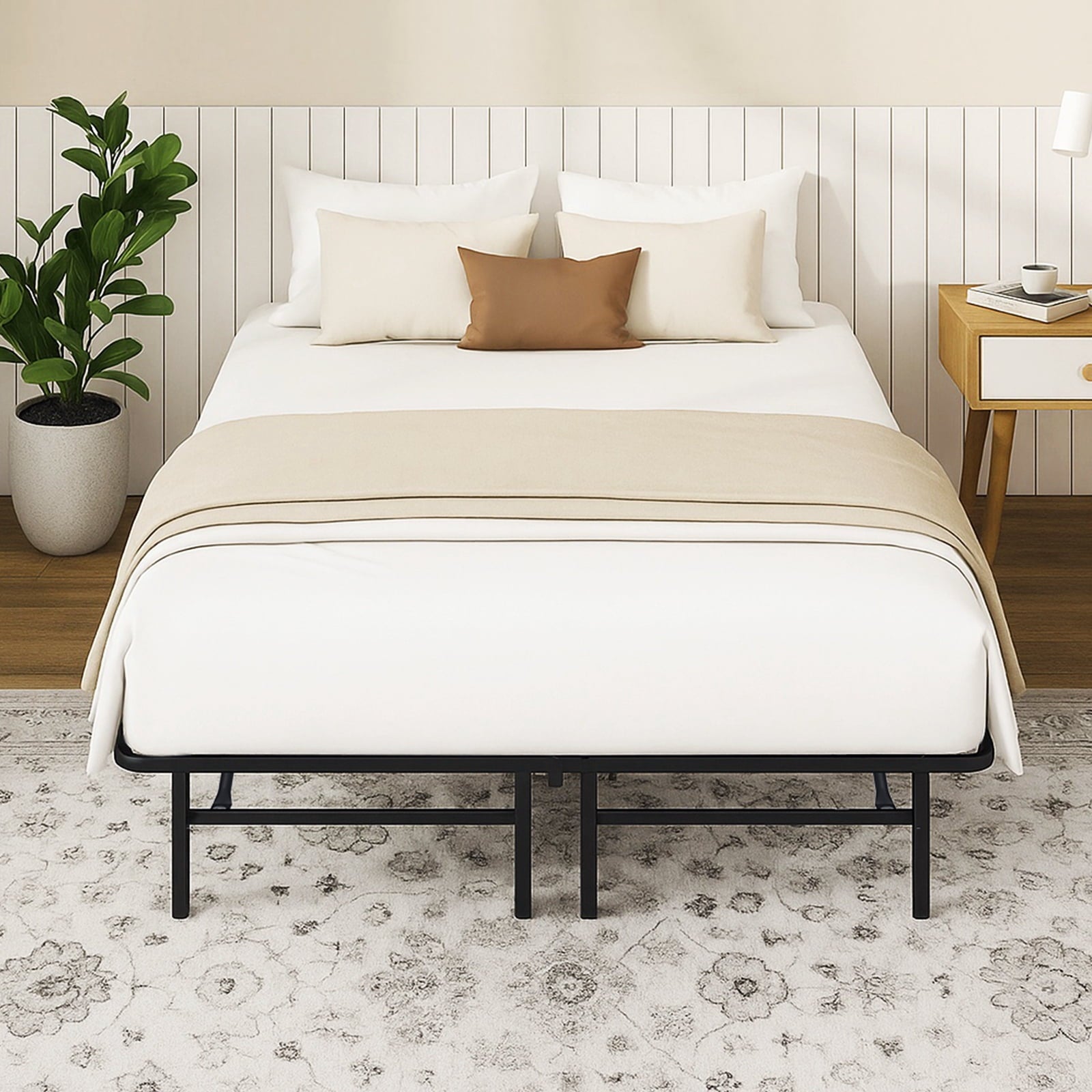 HaiNova King Bed Frame Folding Metal Platform Bed Frame with Heavy Duty and Strong Bearing Capacity, 14 Inches High, Black