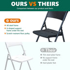 HaiNova 4 Pack Black Folding Heavy Duty Chair with Reinfoced Steel Frame, 400 LB Load Bearing for Indoor/Outdoor, Wedding, Party, Restaurant, Patio