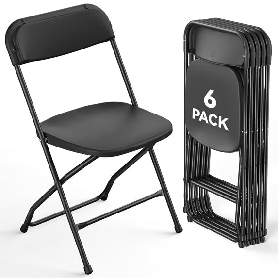 HaiNova Plastic Folding Chair 6 Pack, Portable Comfortable Event Chair, Capacity 350 lb, Indoor/Outdoor Dual-Use Seating for Various Occasions, White