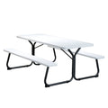 HaiNova 6 ft Outdoor Picnic Table & Bench Set, Seats 6 | UV Protected Waterproof HDPE, Powder-Coated Steel Frame, All-Weather Patio Furniture, White