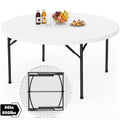 HaiNova 60in Round Folding Table, Heavy Duty Plastic Table for Commercial Event Wedding Party Desk, Accommodate 6-8 People, White