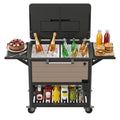 HaiNova Large Cooler Cart with Wheels，portable Outdoor Rolling Ice Chest with Storage Shelf & Bottle Opener for Drinks Party Camping ，khaki