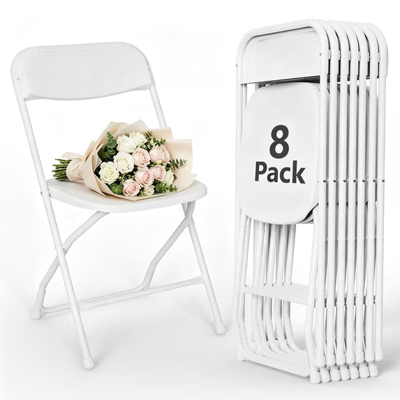 HaiNova Plastic Folding Chair 6 Pack, Portable Comfortable Event Chair, Capacity 350 lb, Indoor/Outdoor Dual-Use Seating for Various Occasions, White