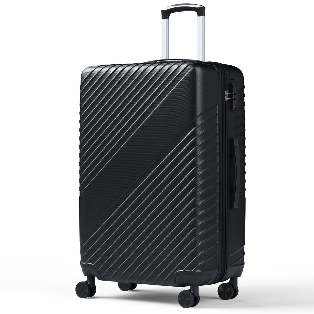 WASUHE 24" Hardside Medium Checked Expandable Luggage,Hardshell Suitcase With Divider Pockets,Four 360-Spinner Wheels,Expandable For Up to 15% More Space,With Scratch-Resistant Surface,Black