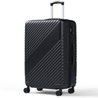 WASUHE 24" Hardside Medium Checked Expandable Luggage,Hardshell Suitcase With Divider Pockets,Four 360-Spinner Wheels,Expandable For Up to 15% More Space,With Scratch-Resistant Surface,Black