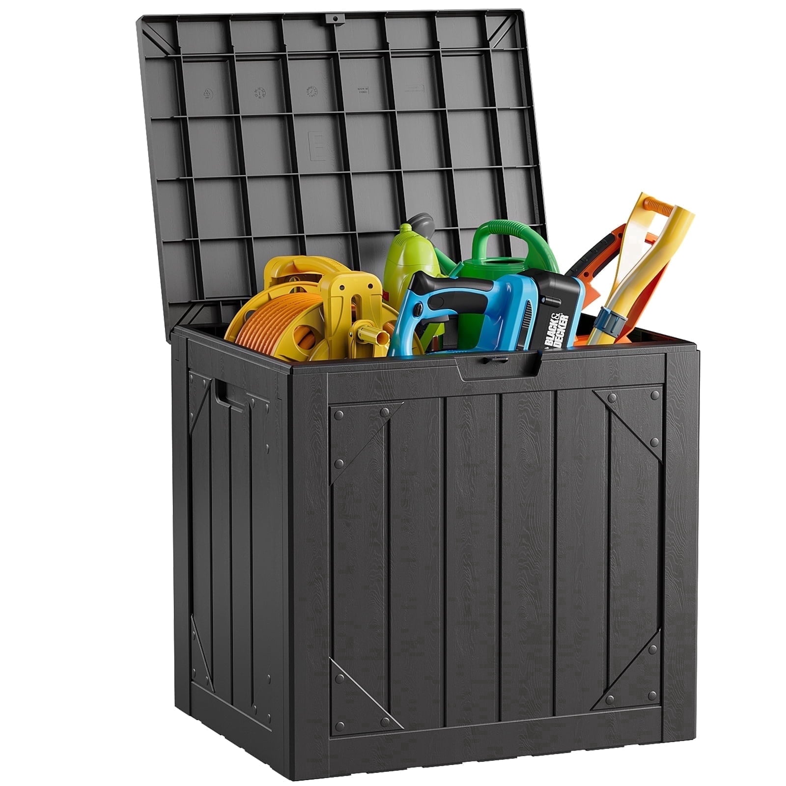 WASUHE 30 Gallon Resin Deck Box, Waterproof & Outdoor Small Storage Box for Cushion Storage and Outdoor Delivery Storage, UV Resistant, Lockable, Gray, Gray