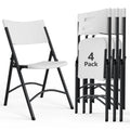 HaiNova 4 Pack White Blow-Molded Folding Chairs, Portable Chair for Adults, 600lbs Capacity Metal Frame, Comfortable Seat for Party, Banquet