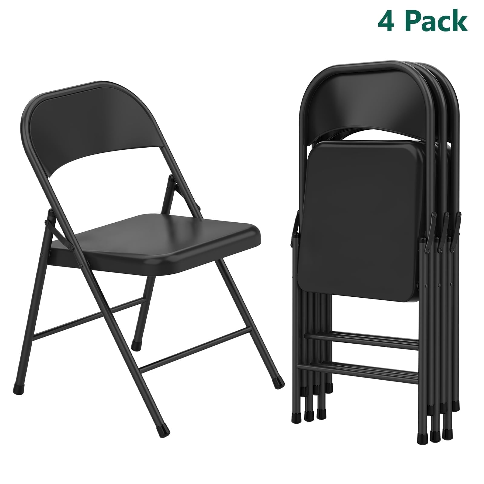 HaiNova All Iron Steel Folding Chair 4 Pack,Durable Portable,Capacity 350 lbs, Indoor/Outdoor Dual-Use Seating for Various Occasions, Khaki