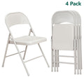 HaiNova All Iron Steel Folding Chair 4 Pack,Durable Portable,Capacity 350 lbs, Indoor/Outdoor Dual-Use Seating for Various Occasions, Khaki