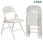 HaiNova All Iron Steel Folding Chair 4 Pack,Durable Portable,Capacity 350 lbs, Indoor/Outdoor Dual-Use Seating for Various Occasions, Khaki