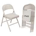 HaiNova Fabric Folding Chair 4 Pack, with Fabric Padded Cushion & Back, Metal Frame, Easy to Use and Store for Home, Office, Party, Khaki