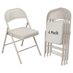 HaiNova Fabric Folding Chair 4 Pack, with Fabric Padded Cushion & Back, Metal Frame, Easy to Use and Store for Home, Office, Party, Khaki