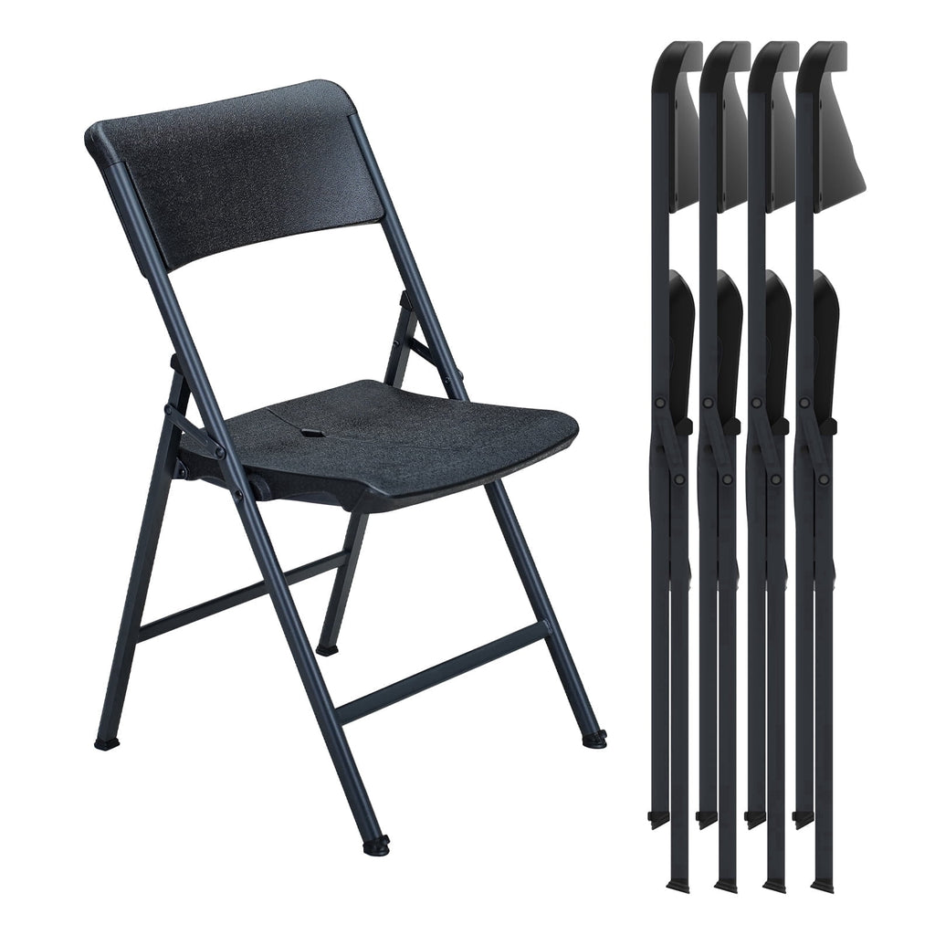HaiNova 4 Pack Black Folding Heavy Duty Chair with Reinfoced Steel Frame, 400 LB Load Bearing for Indoor/Outdoor, Wedding, Party, Restaurant, Patio